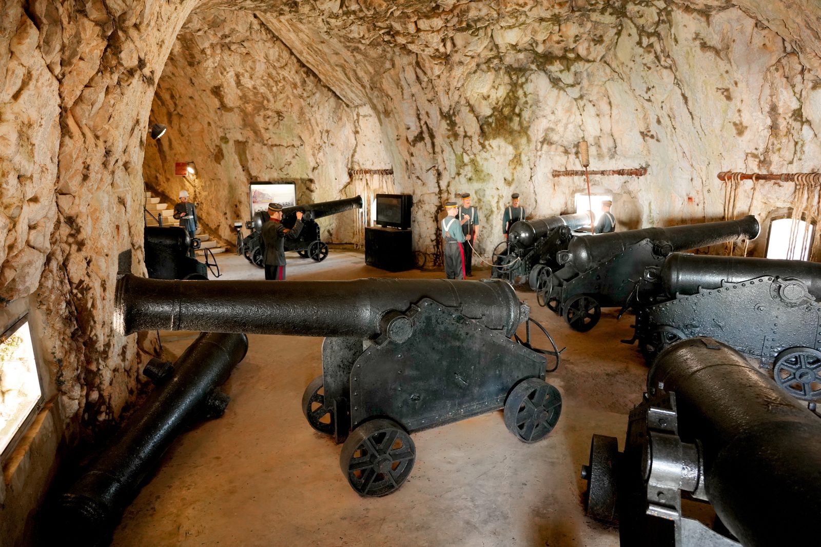 Cannon inside the Great Siege Tunnels, hand-cut into the Rock
